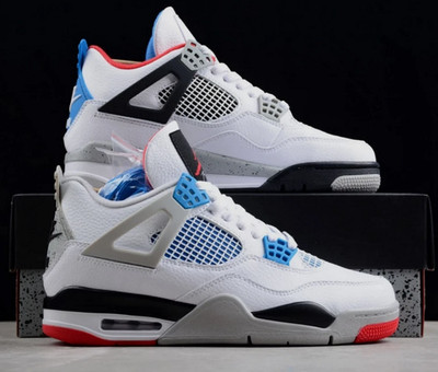 Men's Jordan 4 ''What The'' Retro Mid Top White Basketball Sneakera Shoes
