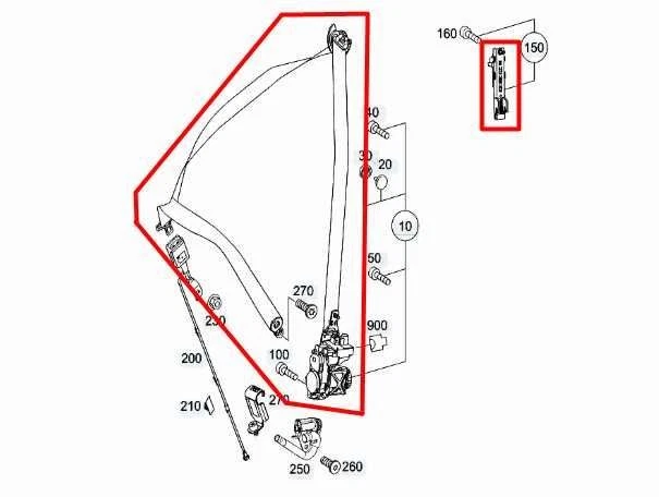 Mercedes-Benz ML350 2012-15 3,5 L tracción trasera delantero conductor lado izquierdo cinturón retractor Foto 2 de 4