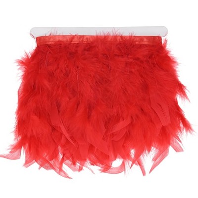 1-Pack Turkey Feather Trim Fringe, 2 Yards 4-6'' Feather [Red]