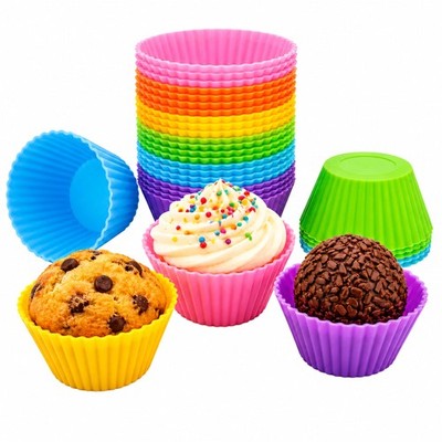 24 PCS 2 Inch Mini Muffin Pan Reusable Silicone Cupcake Mold Baking Cup