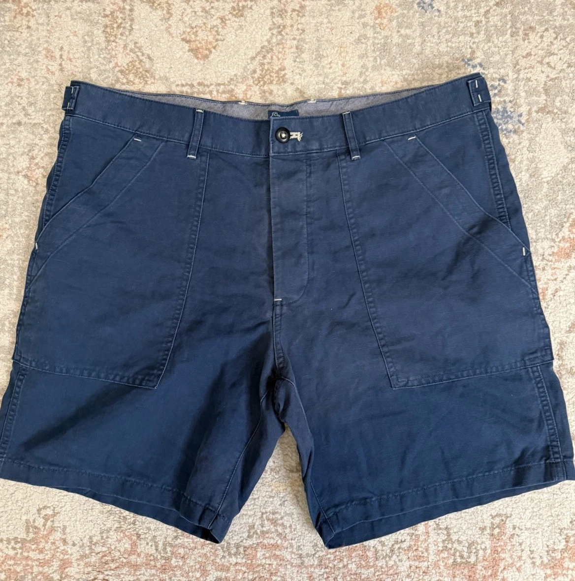 J.Crew Men’s Utility Shorts Size 36 Navy Cotton Flat Front Casual Chino EUC