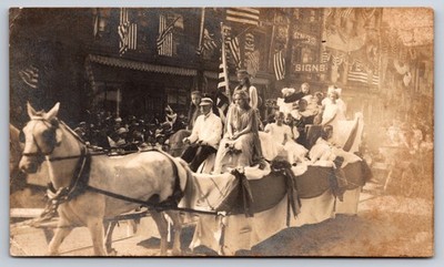 Parade Float Main Street Dayton Ohio OH? c1910 Real Photo RPPC