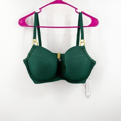 Bleu Rod Beattie Bikini Top Size 38DD Underwire Palma Green Gold Ring Swim NWT
