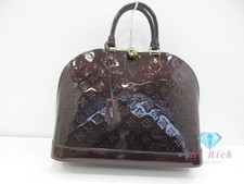 Louis Vuitton LV  Excellent Condition Monogram Vernis Alma GM M91698 Amarante Pu