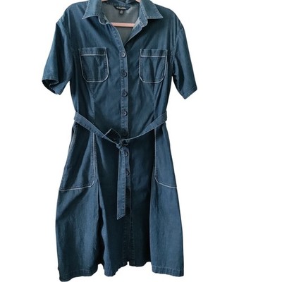 Brooks Brothers Denim Shirt Dress Women's 12 Utility Button Classic Short  Sleeve | eBay