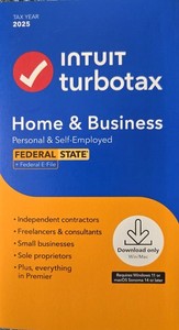 2025 TurboTax Home & Business Tax Federal/State, Physical key card - Sealed/New