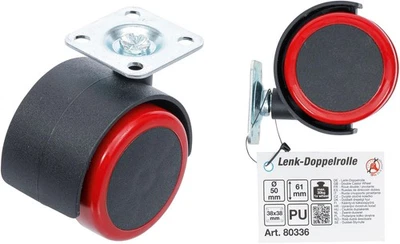 BGS Do It Yourself Lenk-Doppelrolle | rot/schwarz | 50 mm