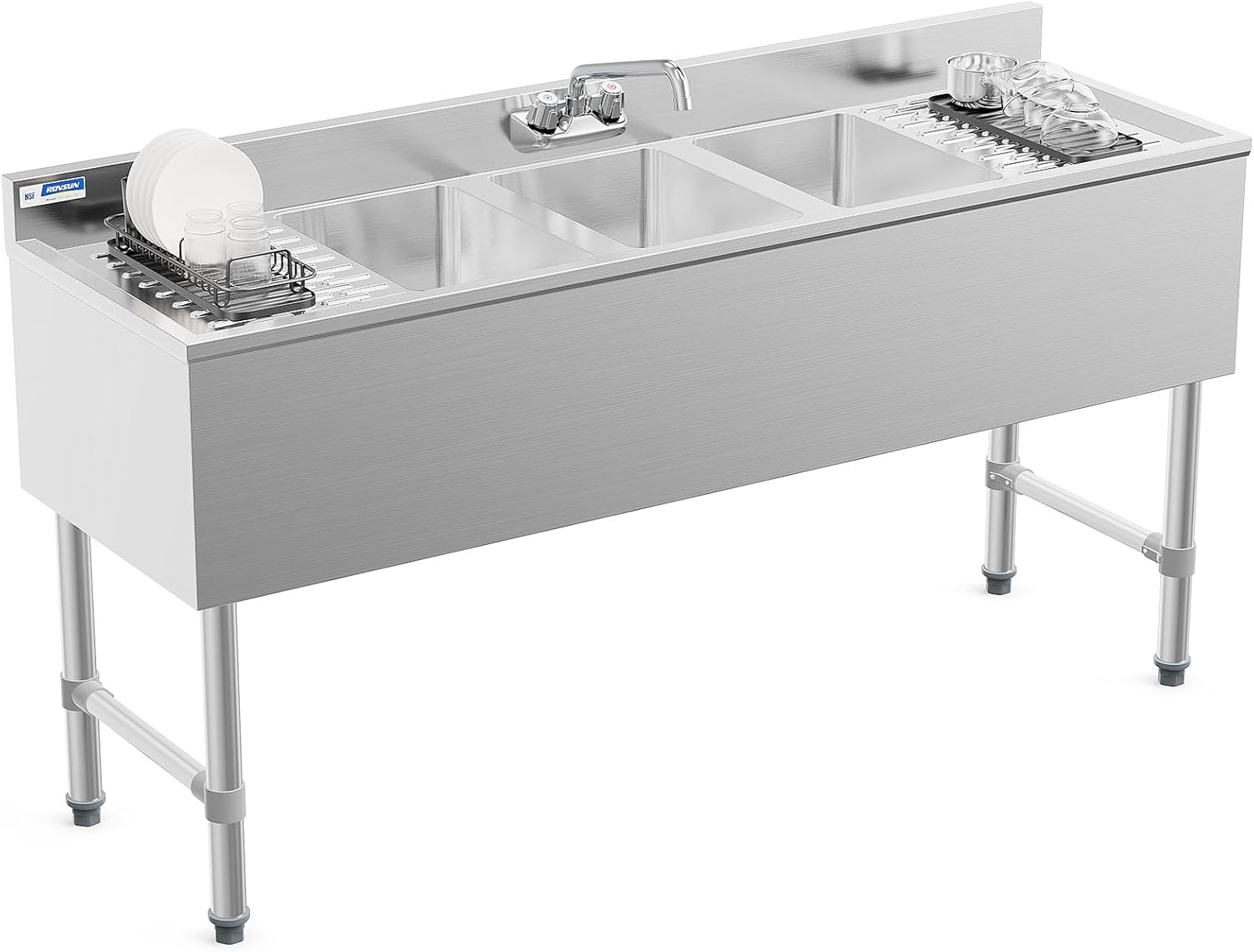 Commercial Sink with Double Drainboards for School Cafeteria and Restaurant