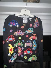 RARE Vintage Michael Simon Large Long Sleeve Love Bug VW Beetle Cardigan Hippie