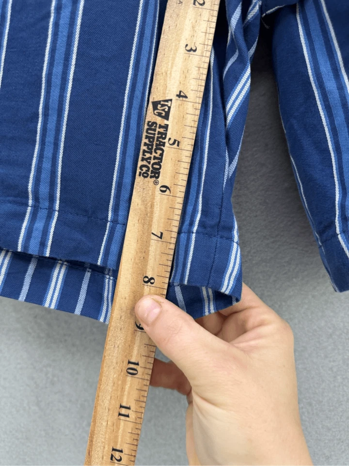 Pantalones Cortos Banana Republic Para Hombres Azul Rayas Mezcla de Lino Cordón Ombra Pequeños Foto 3 de 4