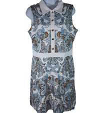 ACEGOLFS Sleeveless A-Line Buttons 36.5" Dress MEDIUM WOMEN'S NEW Paisley