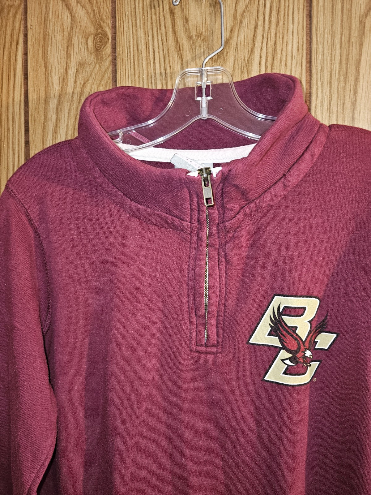 Boston College Womens Burgundy NCAA Logo 1/4 Zip Pullover
