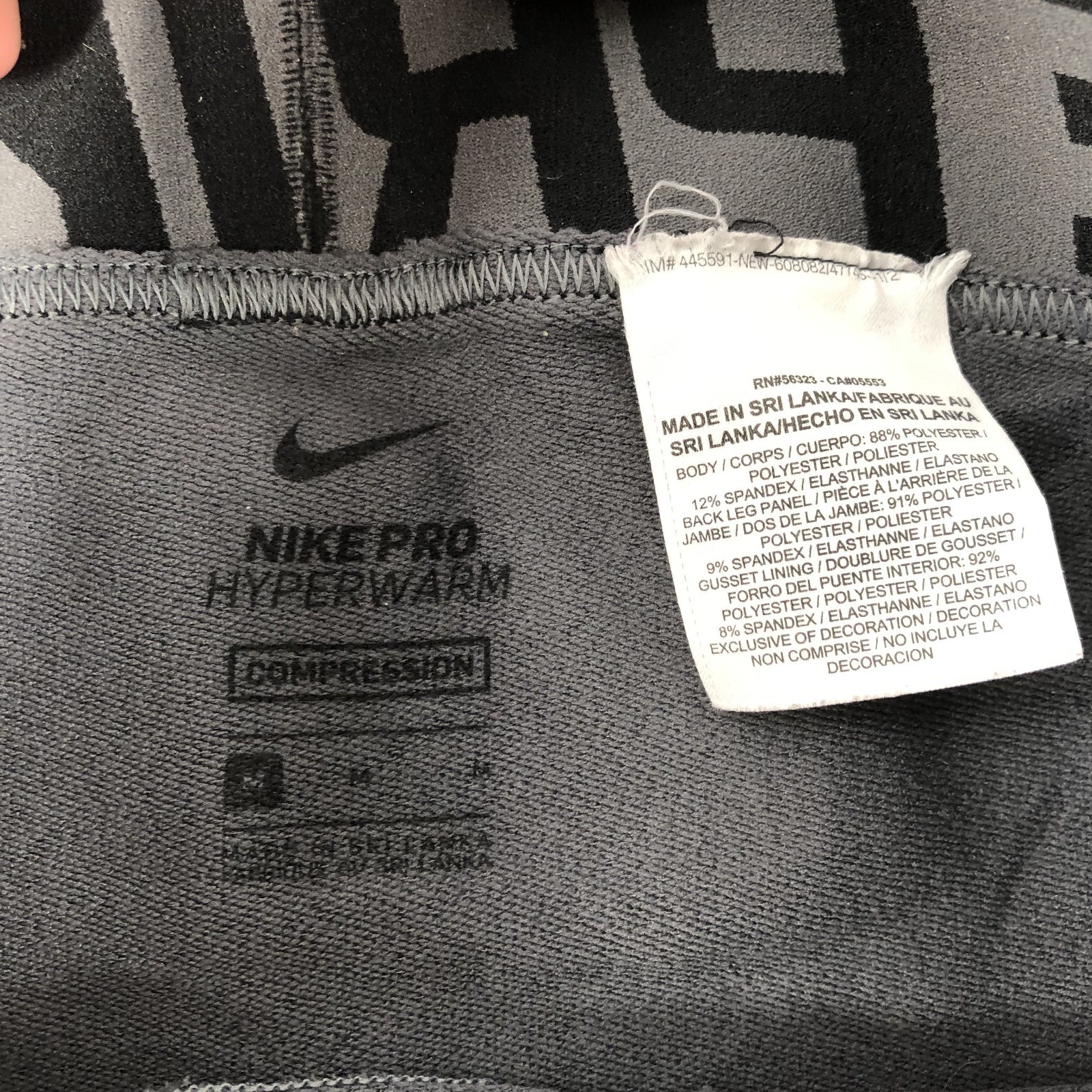 Nike Pro Hyperwarm Compression Pants Gray Black L… - image 3