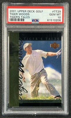 TIGER WOODS PSA 10 2001 UPPER DECK #TT29 ROOKIE TIGER'S TALES RC 0208