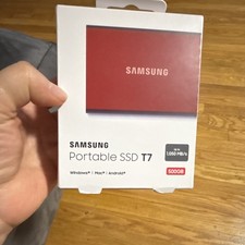 Samsung T7 Portable External SSD 500GB Red USB-C Hardware Encryption for PC/Mac