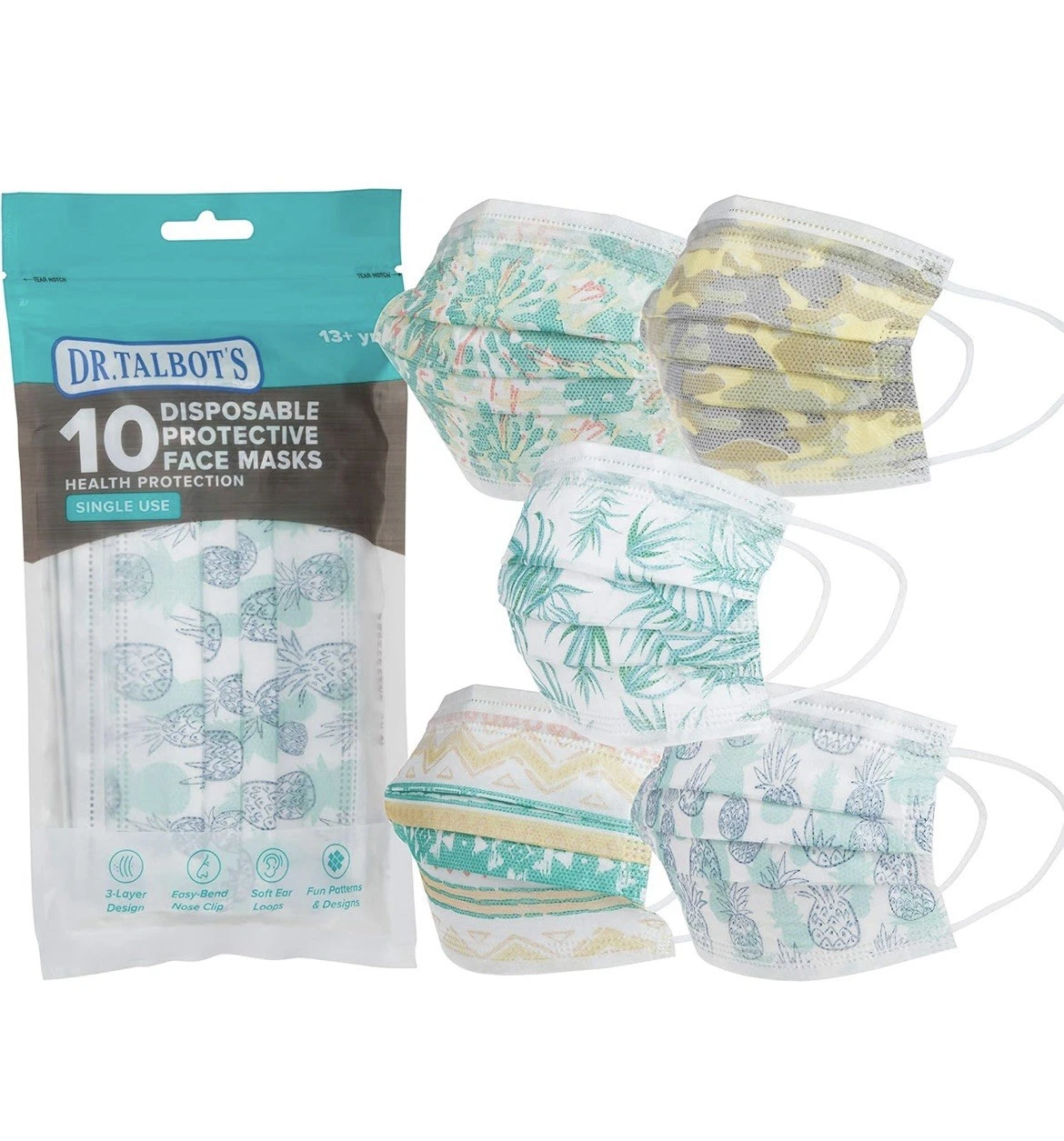 Dr. Talbot's (90 Pack) Disposable Kids Face Masks Unisex Prints (Ages 6-12)