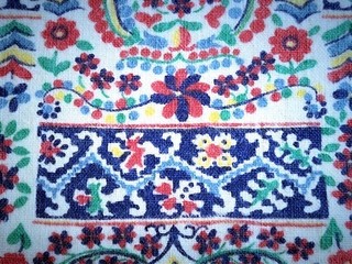 Vintage Feed Sack Colorful Floral Mosaic Red Yellow Green Blue Novelty Feedsack