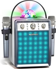 MASINGO Karaoke Machine, 2 Wireless Mic, Portable, PA Speaker System, Disco Ball