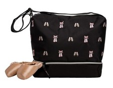 5602 Daisy Embroidered Ballet and Tap Dance Small Gear Tote Bag with Shoe Com...