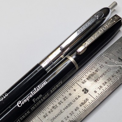 x2 LOT c1960s Vernon Insurance Sample Agency Ballpoint Pens Advertising G17