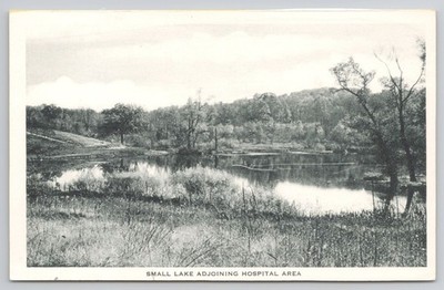 Small Lake Adjoining Hospital Area VA Hospital Knoxville Iowa Postcard