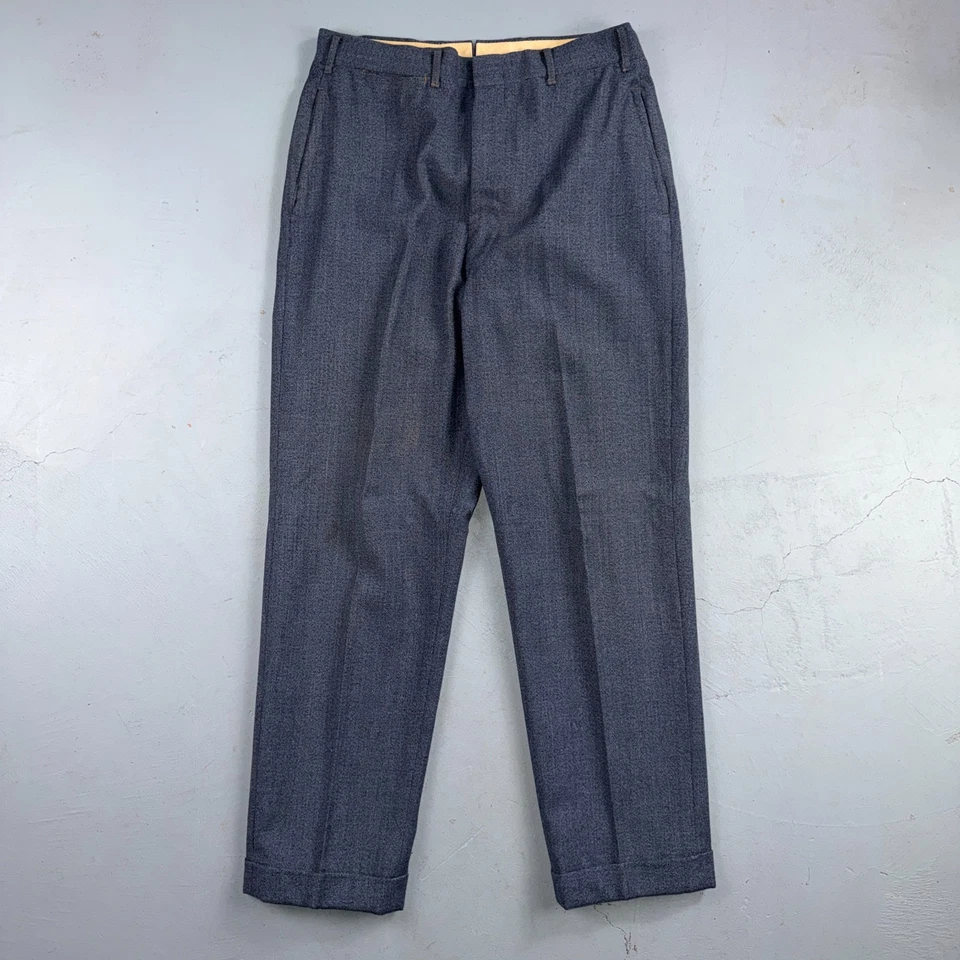 1950s 1960s VTG Mens 2 PC Suit 40 Jacket Coat Pants Blue Union Wool Rockabilly - Image 3 of 4