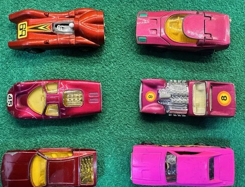 Lot Of 6 Vintage Matchbox Cars Including Magenta Ford Group 6 W/Turquoise Base