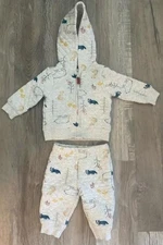 CARTER'S Boys Sz 6 Months Quilted Full Zip Hooded Jacket & Pants 2 Pc Cozy Set