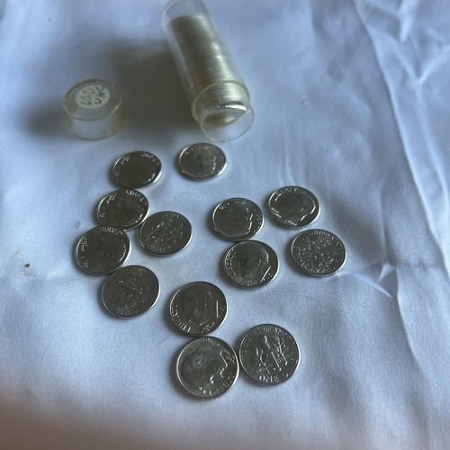 1960-D 10c 90% Silver Roosevelt Dime BU Roll $5 Face Value