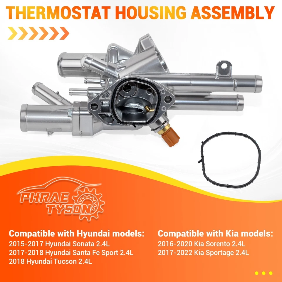 Conjunto de carcasa de termostato de aluminio para Hyundai Sonata 2015-17 2,4 L 256202GGA0 Foto 3 de 4