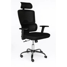 Poltrona da Ufficio Nero Schienale Traspirante Base Cromata Regolabile