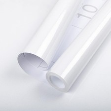 Hode White High Gloss Vinyl Wrap for Furniture, Waterproof Sticky Back Plastic 