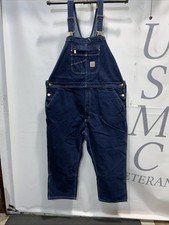 Mens Carhartt NWT Loose Fit Denim Jeans Carpenters Bib Overalls Size 44X28