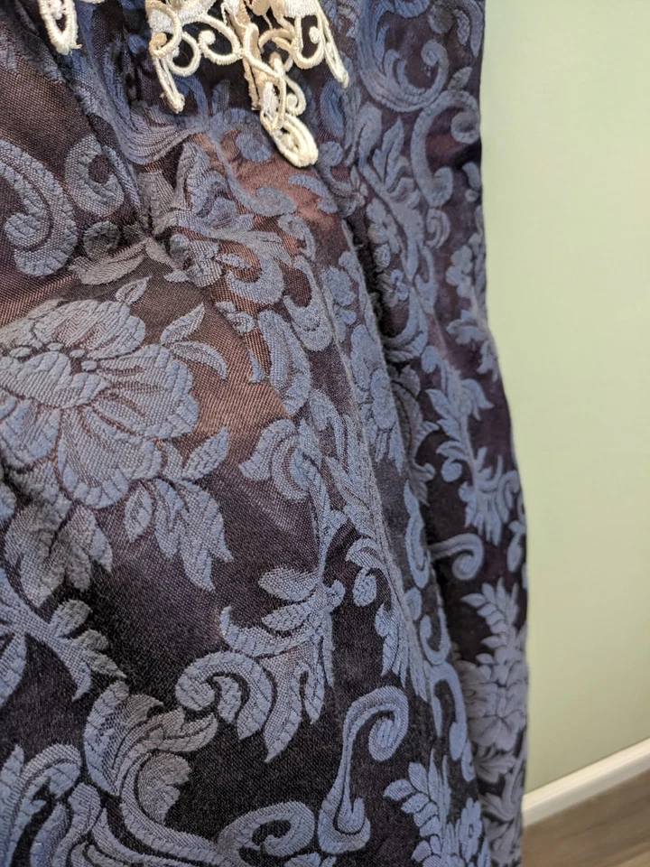 Vestido Gunne Sax Jessica McClintock Vintage Años 80 Hombro Descubierto ENCAJE Talla 3/4 Azul Marino  Foto 3 de 4