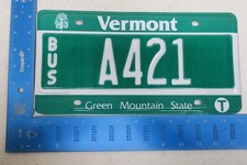 Vermont Bus License Plate Tag #A421 MInt Nos