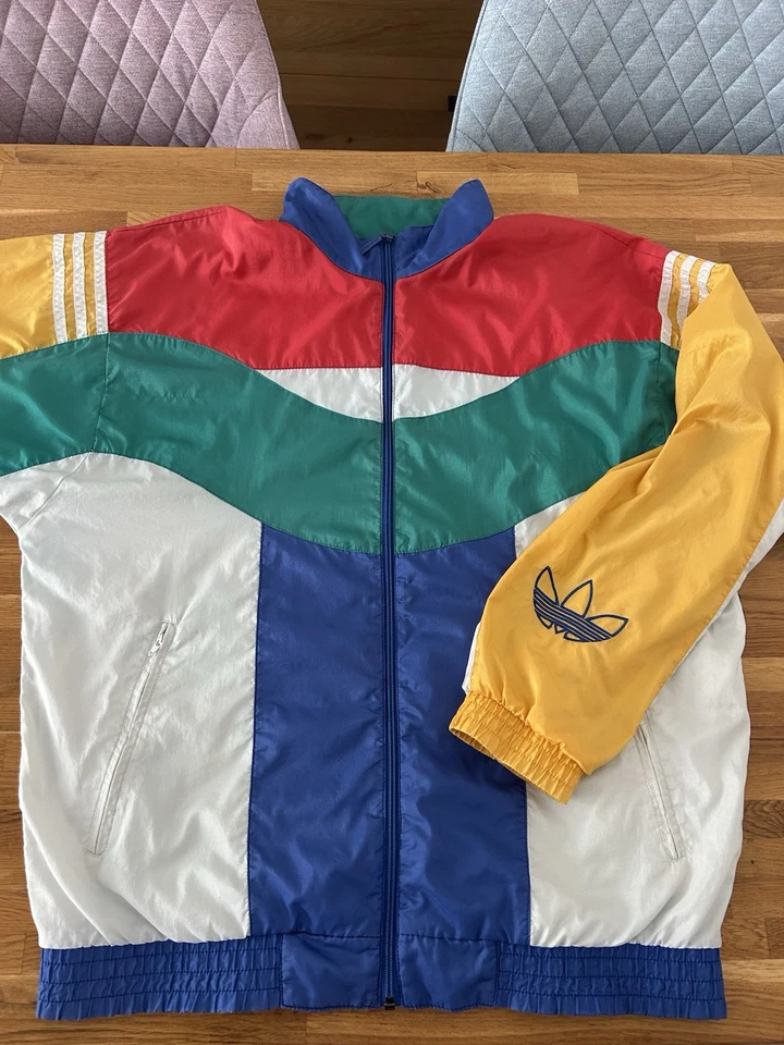 Adidas Trefoil Colorblock Shiny Nylon Vintage Trainingsjacke 80s 90s (D5 / M) - Bild 4 von 4