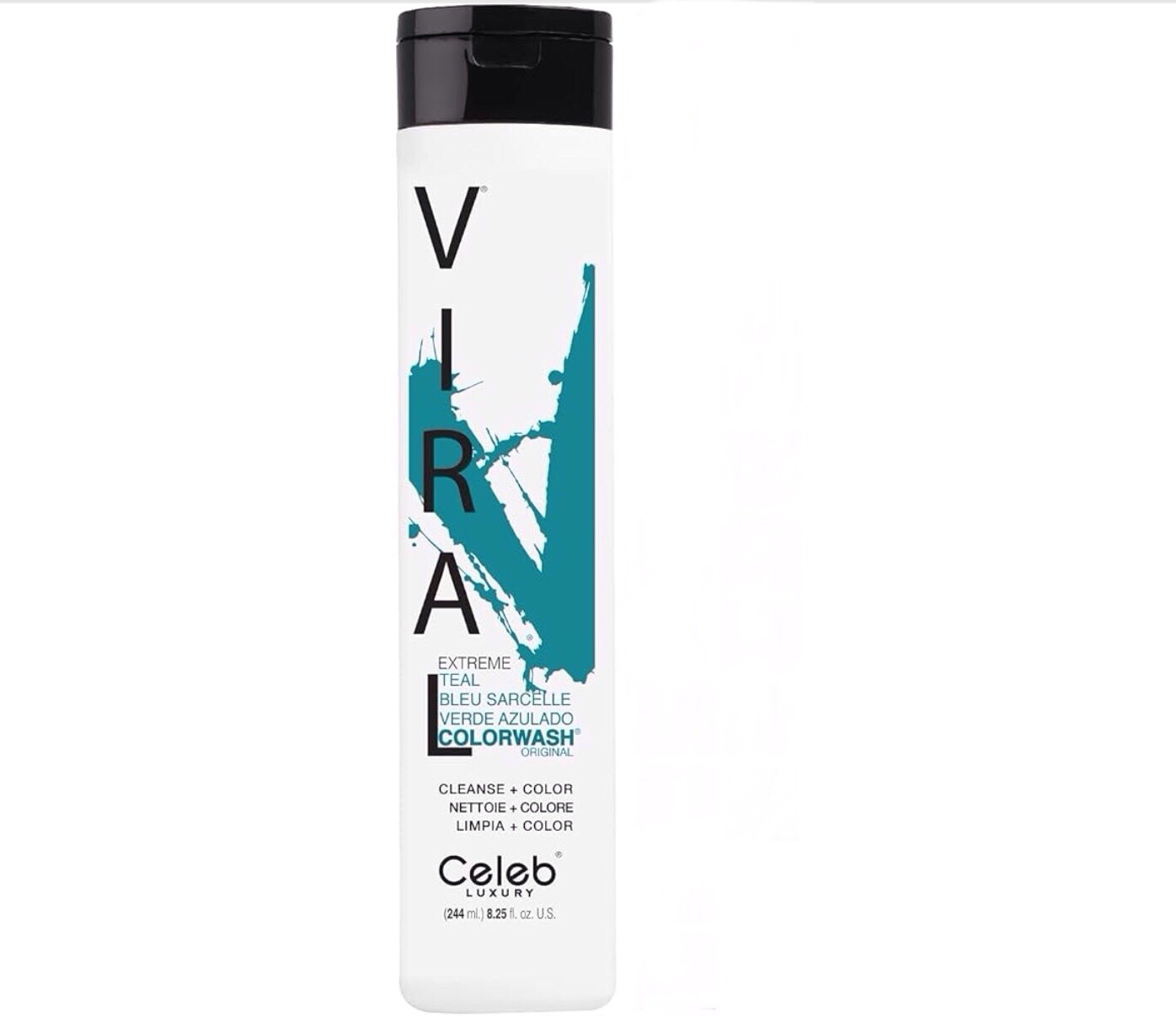 Celeb LUXURY Viral Colorwash Shampoo - Extreme Teal. 244ml