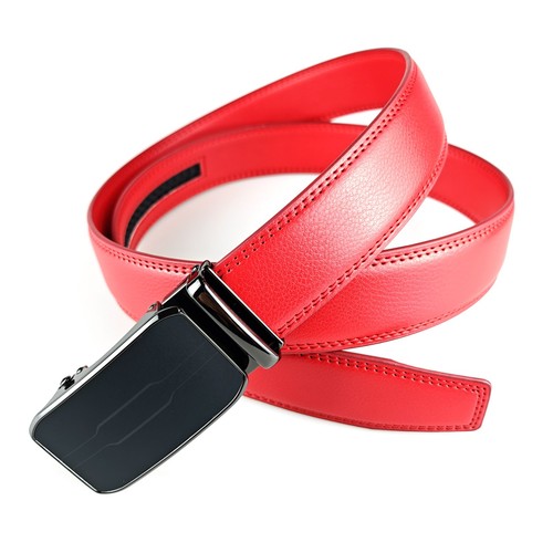 New Genuine Leather Mens Ratchet Belt Belts For Men Adjustable Automatic Buckle - Picture 43 of 47