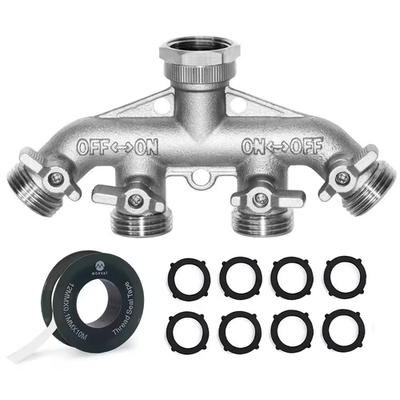 #ad Nickel Plated Brass Garden Hose Splitter Heavy Duty 4 Way Hose Connector Fittin $22.68