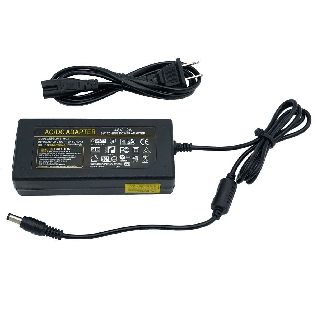 48V 2A 96W AC/DC Switching Adapter ZWB-4802 Power Supply Charger