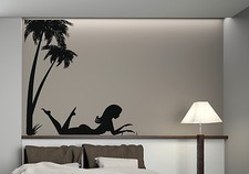 Wall Vinyl Sticker Sea Beach Vacation Palm Girl Tan Decor n399 