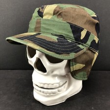 Military Cadet Hat Camo Ear Flap Mens Soze 7 1/4 Cap Insulated Cold Weather