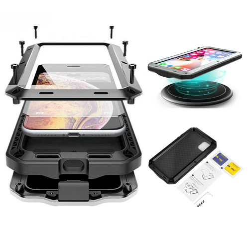 Shockproof Heavy Duty Armor Case For iPhone 11 XS XR X Glass Metal Cover