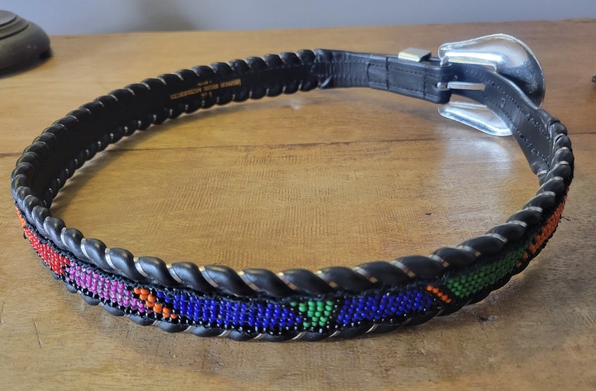 Vintage Gammon Shire Leather Southwestern Beaded Belt  display picture 2
