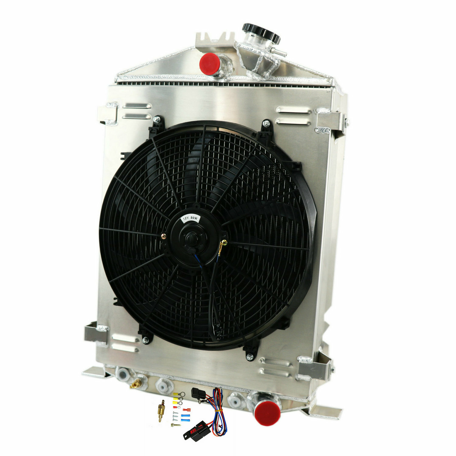 3 Row Alu Radiator+Shroud Fan+Relay For 1932 32 Ford Hi Boy Street Rod Rat Rod