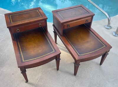 RARE Vintage PAIR 1940s Mersman ANTIQUE Mahogany Nightstands / Side End Tables