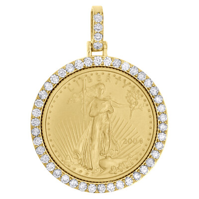 22 Karat American Eagle Goldmünze 1/4 oz. & 10K Diamant Fassung Anhänger 1,06 ct.