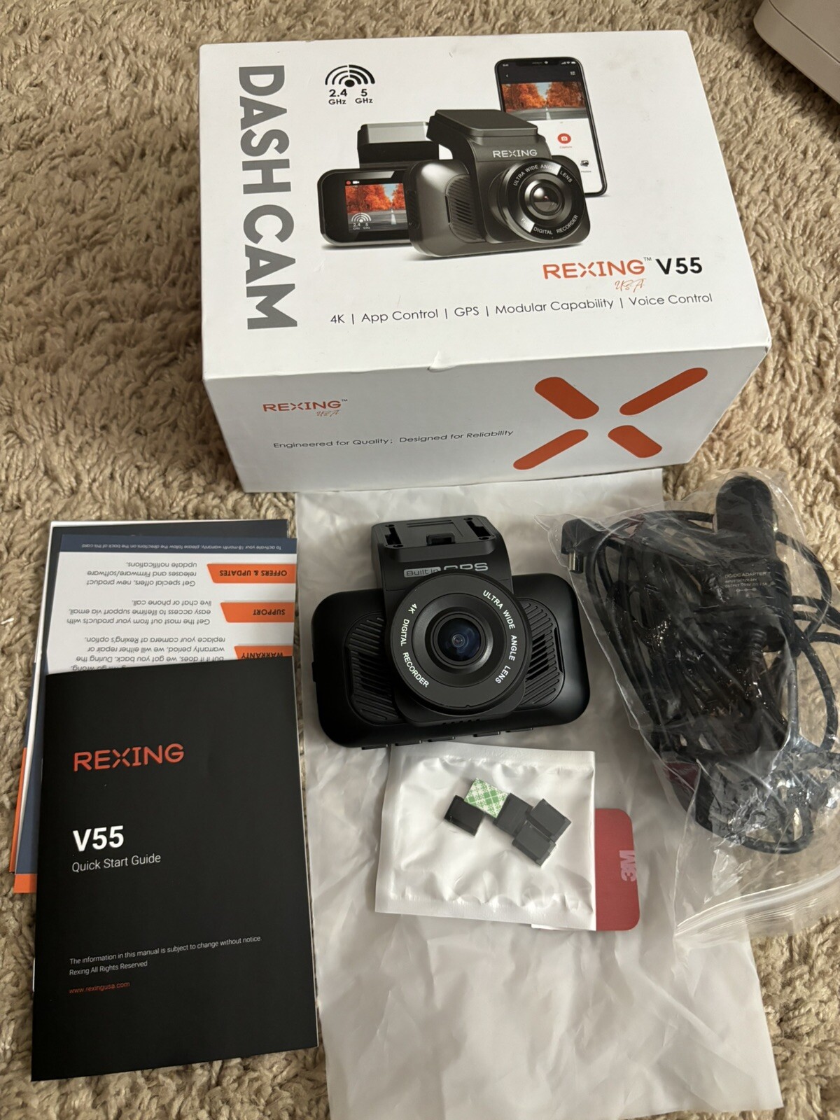 Rexing V55 Dash Cam 4k GPS Voice Control Black eBay