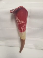 Vintage Ceramic Wall Pocket Cornucopia Horn with Hummingbird 10" Signed