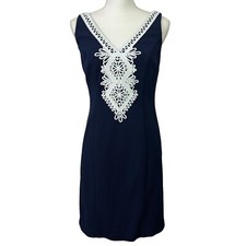 Eliza J Women’s Career Business Dress Sz 4 V-neck Multi Colors Sleeveless